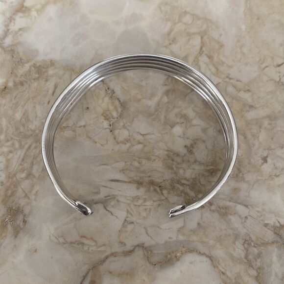 Solid 925 Sterling Silver Cuff Bracelet- 23g - Picture 4 of 10